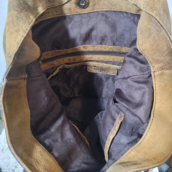 Michael Kors Brown Soft Suede Leather Shoulder Tote Bucketbag Adjustable Straps - Picture 9 of 13